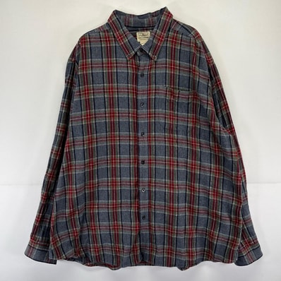 古着 エルエルビーン L.L.Bean 長袖シャツ ボタンダウン ネルシャツ 大きいサイズ 2XL グレー系 チェック メンズ