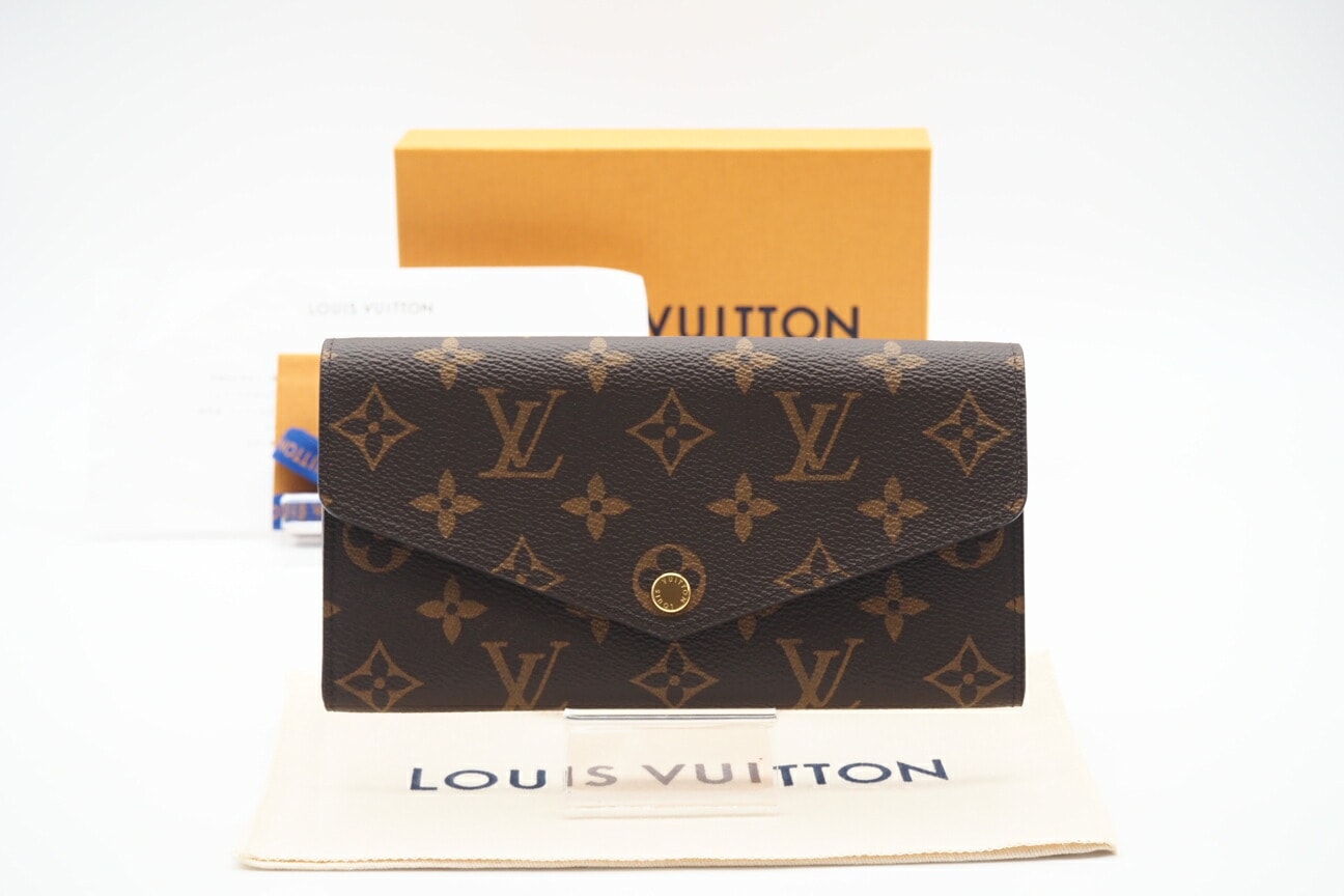 極美品 LOUIS VUITTON ルイ・ヴィトン モノグラム ポルトフォイユサラ フューシャ M62234 長財布 ブラウン レッド コーティングキャンバス レディース