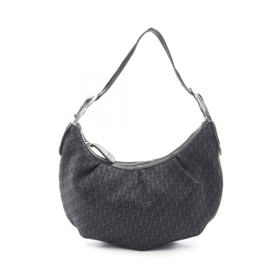 ディオール Dior オブリーク ショルダーバッグ バッグ キャンバス レザー レディース ブラック系 【中古】