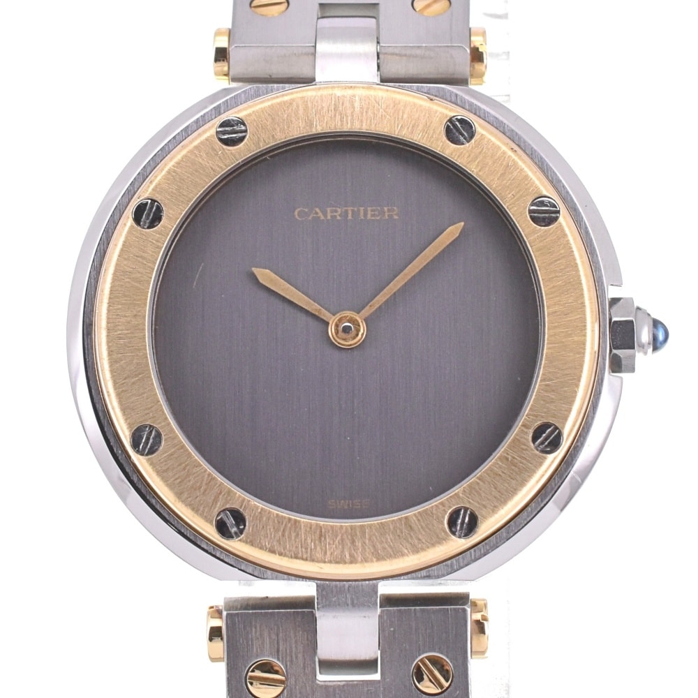 値下 カルティエ CARTIER サントス ヴァンドーム SM SS/K18YG クォーツ レディース 良品 N#142147