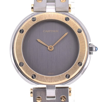 値下 カルティエ CARTIER サントス ヴァンドーム SM SS/K18YG クォーツ レディース 良品 N#142147