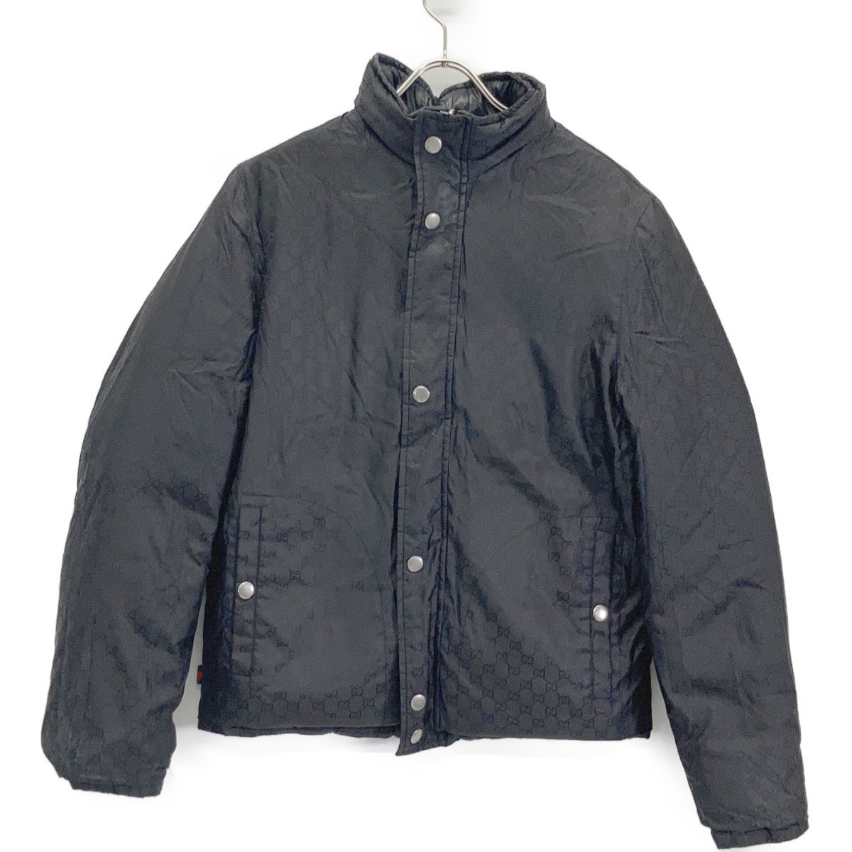 グッチ 185390 ブラック GG柄 リバーシブル ダウンジャケット 46