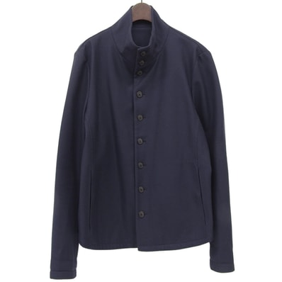 ジョルジオアルマーニ 美品 WATER REPELLENT スタンドカラージャケット メンズ ネイビー 最高級黒タグ PSC02W PS921 48