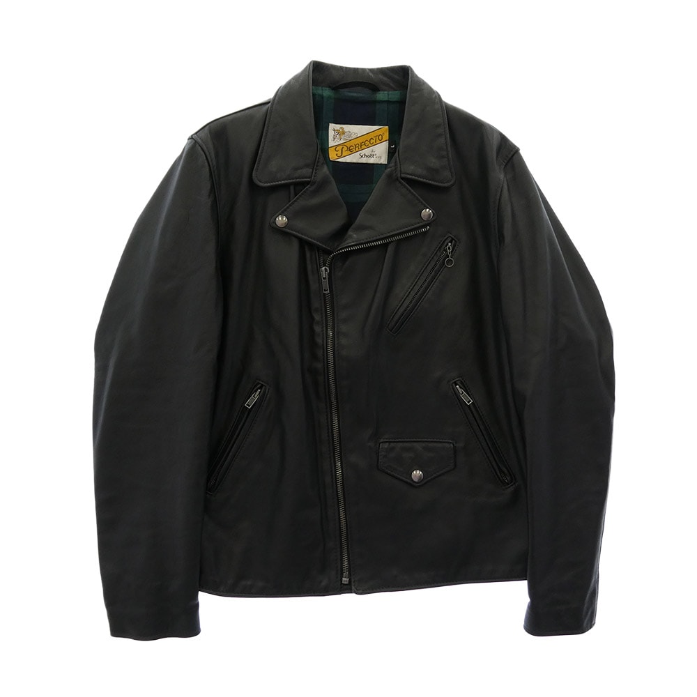 Supreme シュプリーム レザージャケット 11SS × Schott ショット Custom Perfect パーフェクト ダブル ライダース ジャケット ブラック系 L【中古】
