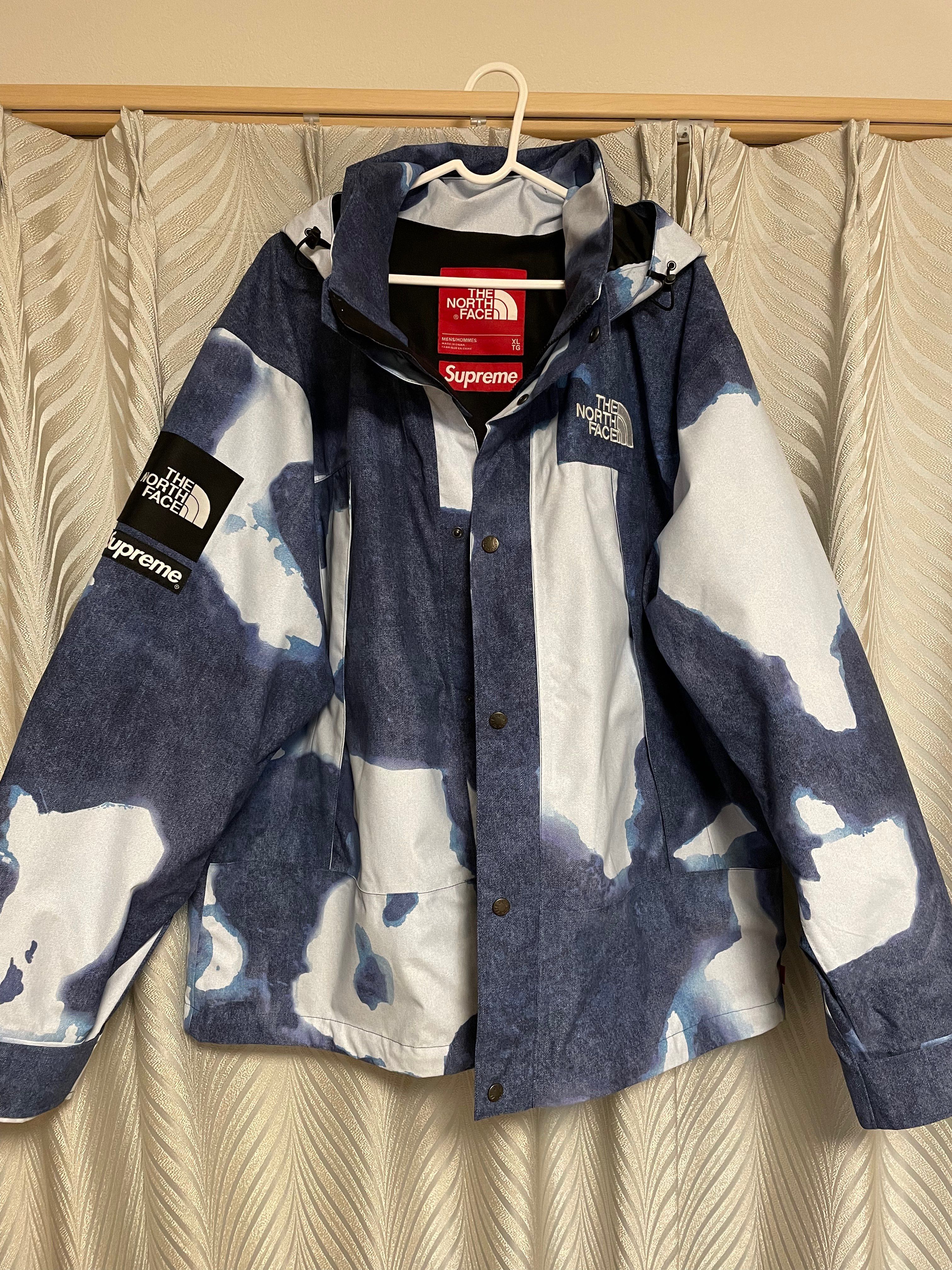 Supreme x The North Face Bleached Denim Print Mountain Jacket "Indigo"