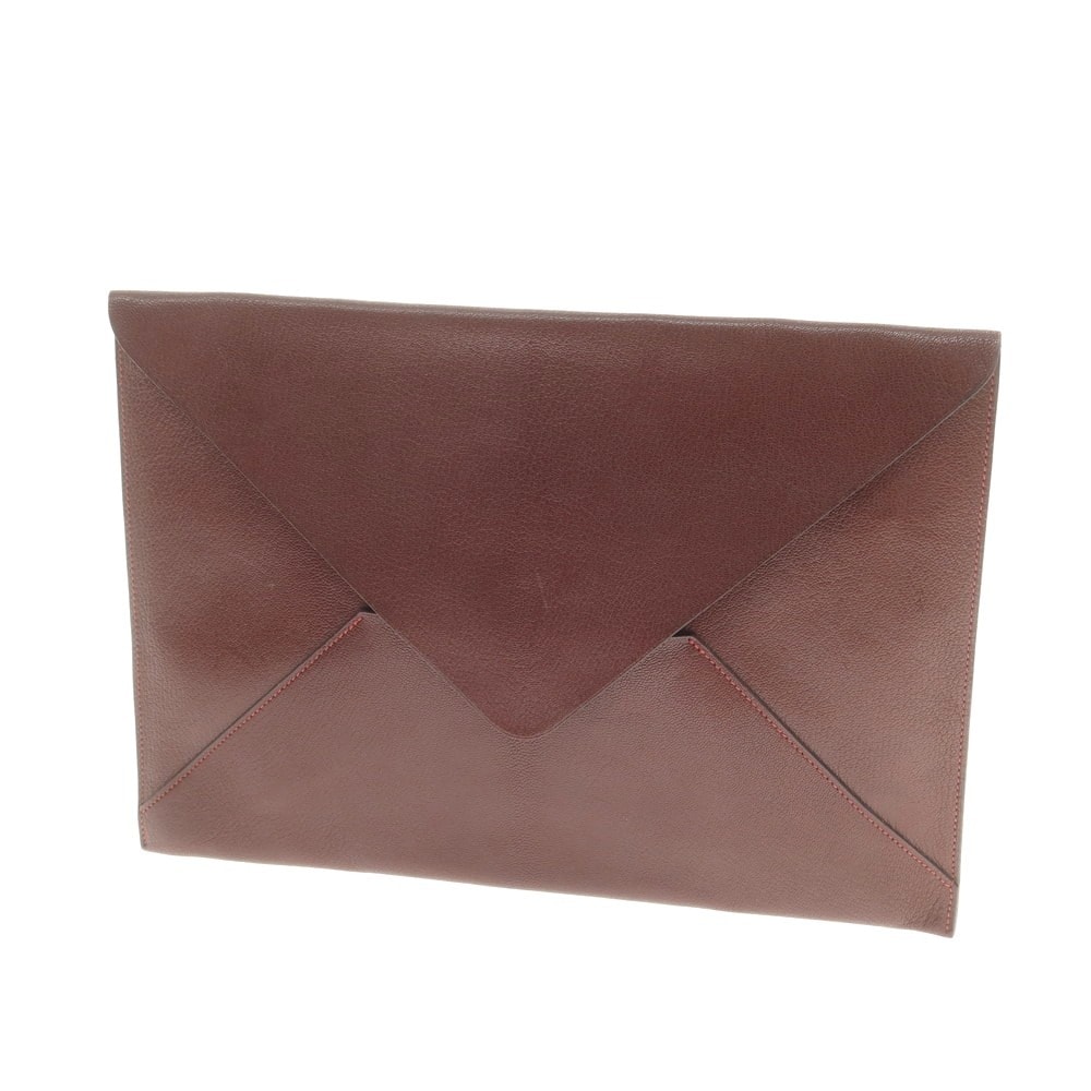 【中古】エルメス HERMES MAISON HERMES TOKYO 2001 シェーブル クラッチバッグ ルージュアッシュ【W35xH25】【メンズ】