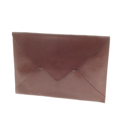 【中古】エルメス HERMES MAISON HERMES TOKYO 2001 シェーブル クラッチバッグ ルージュアッシュ【W35xH25】【メンズ】