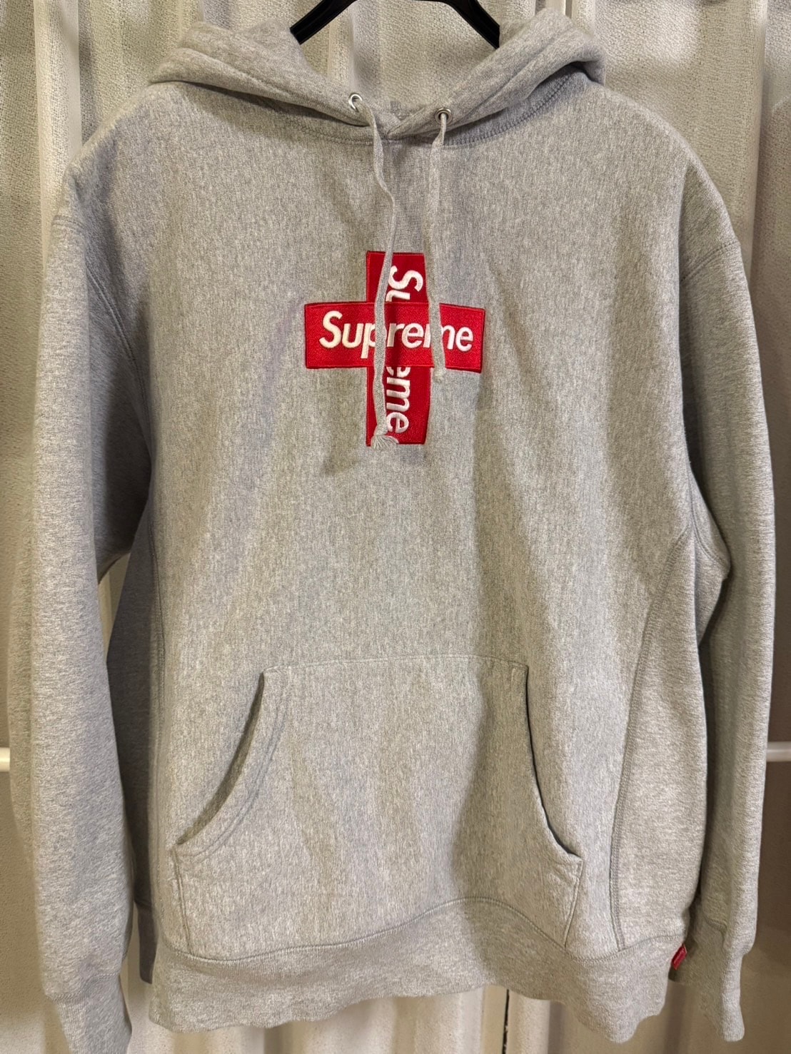 Supreme Cross Box Logo Hooded Sweatshirt "Grey"