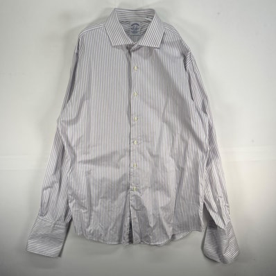 古着 ブルックスブラザーズ Brooks Brothers 長袖シャツ USA製 Makers ドレスシャツ L パープル系 ストライプ メンズ