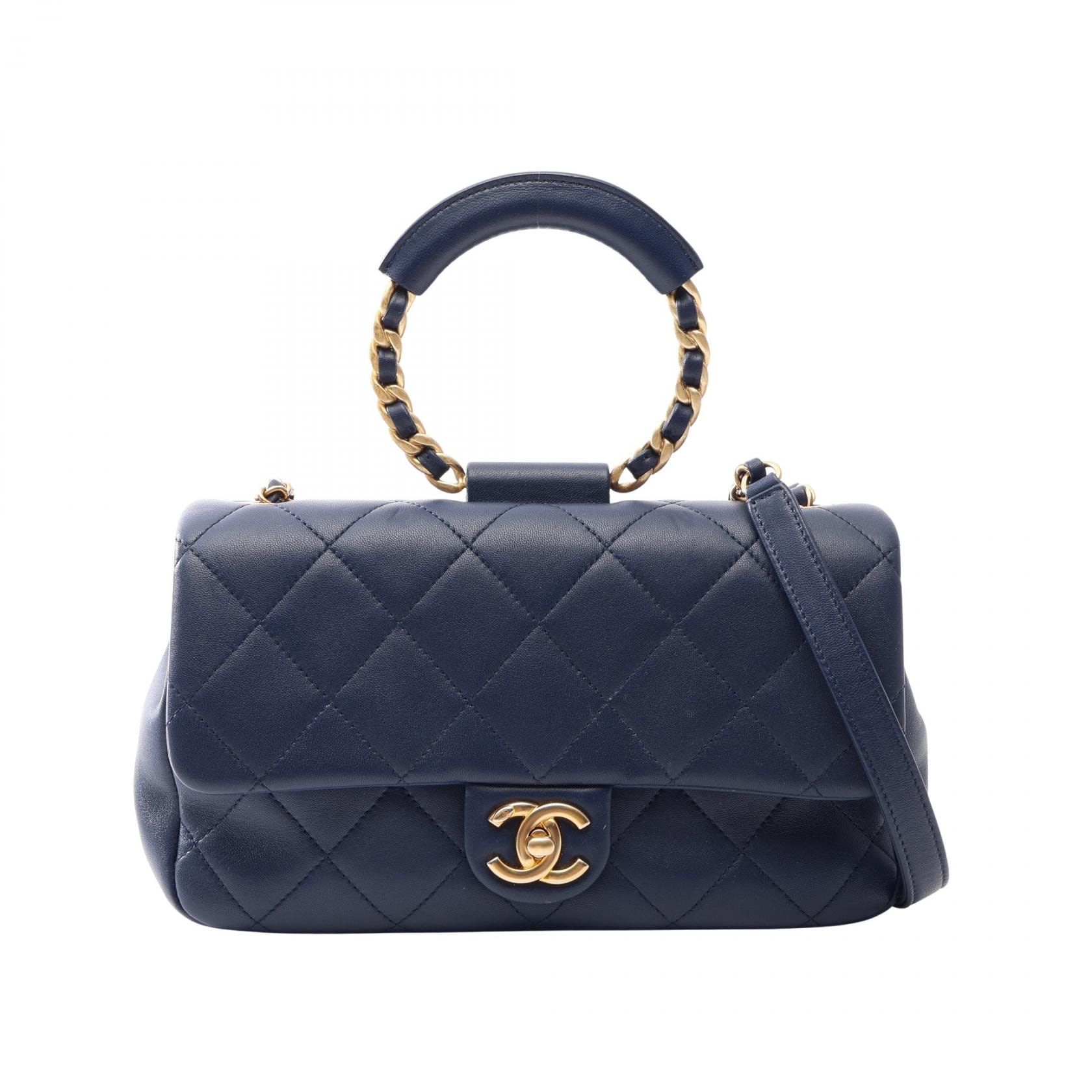 シャネル CHANEL マトラッセ 2WAY ショルダーバッグ バッグ ラムスキン(羊革) レディース ネイビー系 AS1358 【中古】