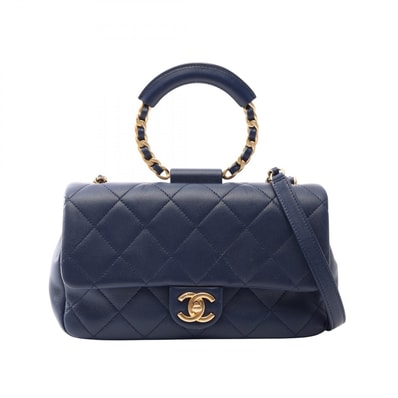シャネル CHANEL マトラッセ 2WAY ショルダーバッグ バッグ ラムスキン(羊革) レディース ネイビー系 AS1358 【中古】