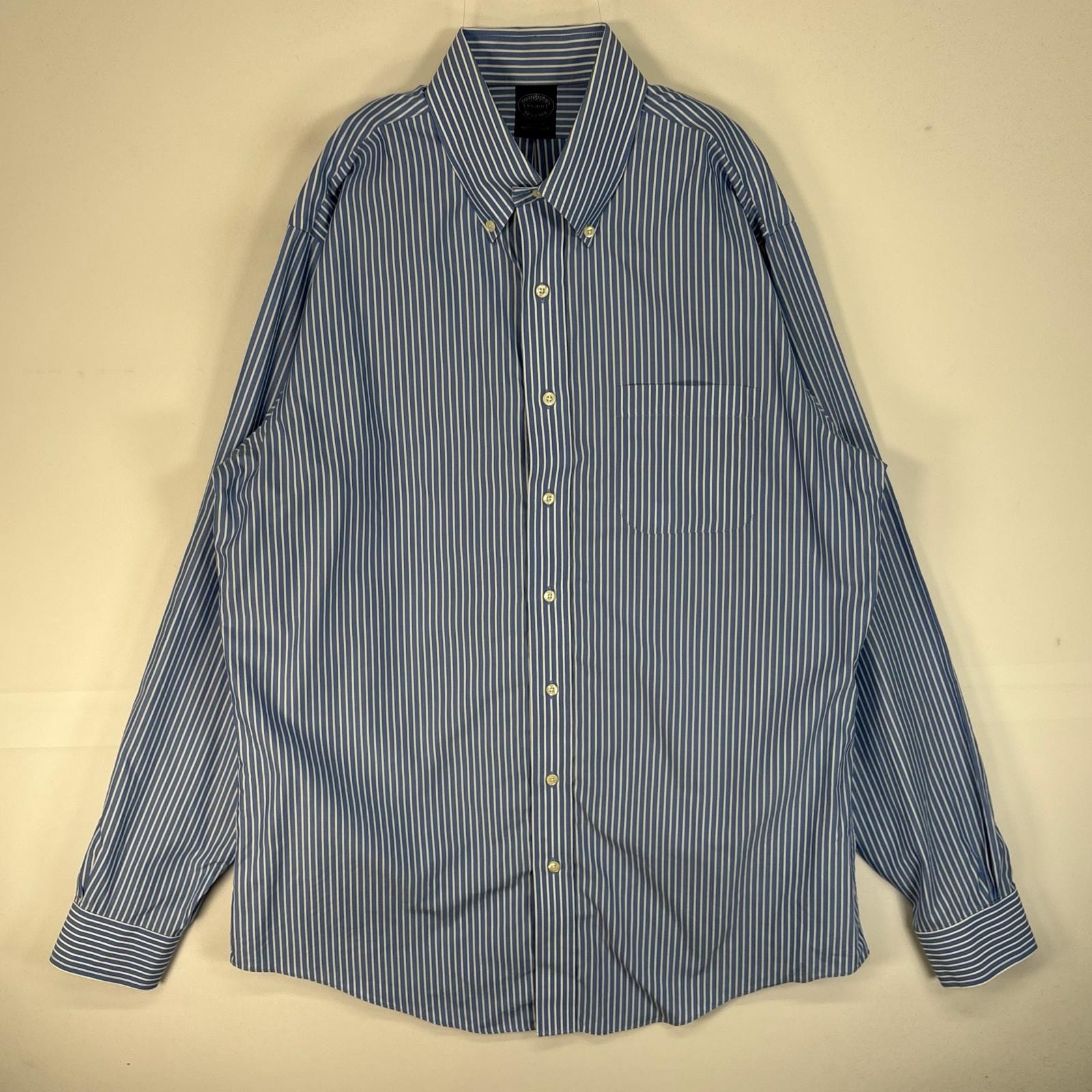 古着 ブルックスブラザーズ Brooks Brothers 長袖シャツ 胸ポケ ボタンダウン NON-IRON L  ブルー系 ストライプ メンズ