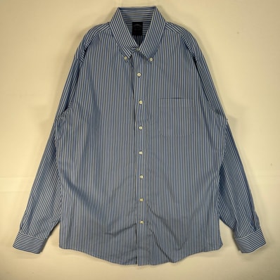 古着 ブルックスブラザーズ Brooks Brothers 長袖シャツ 胸ポケ ボタンダウン NON-IRON L ブルー系 ストライプ メンズ