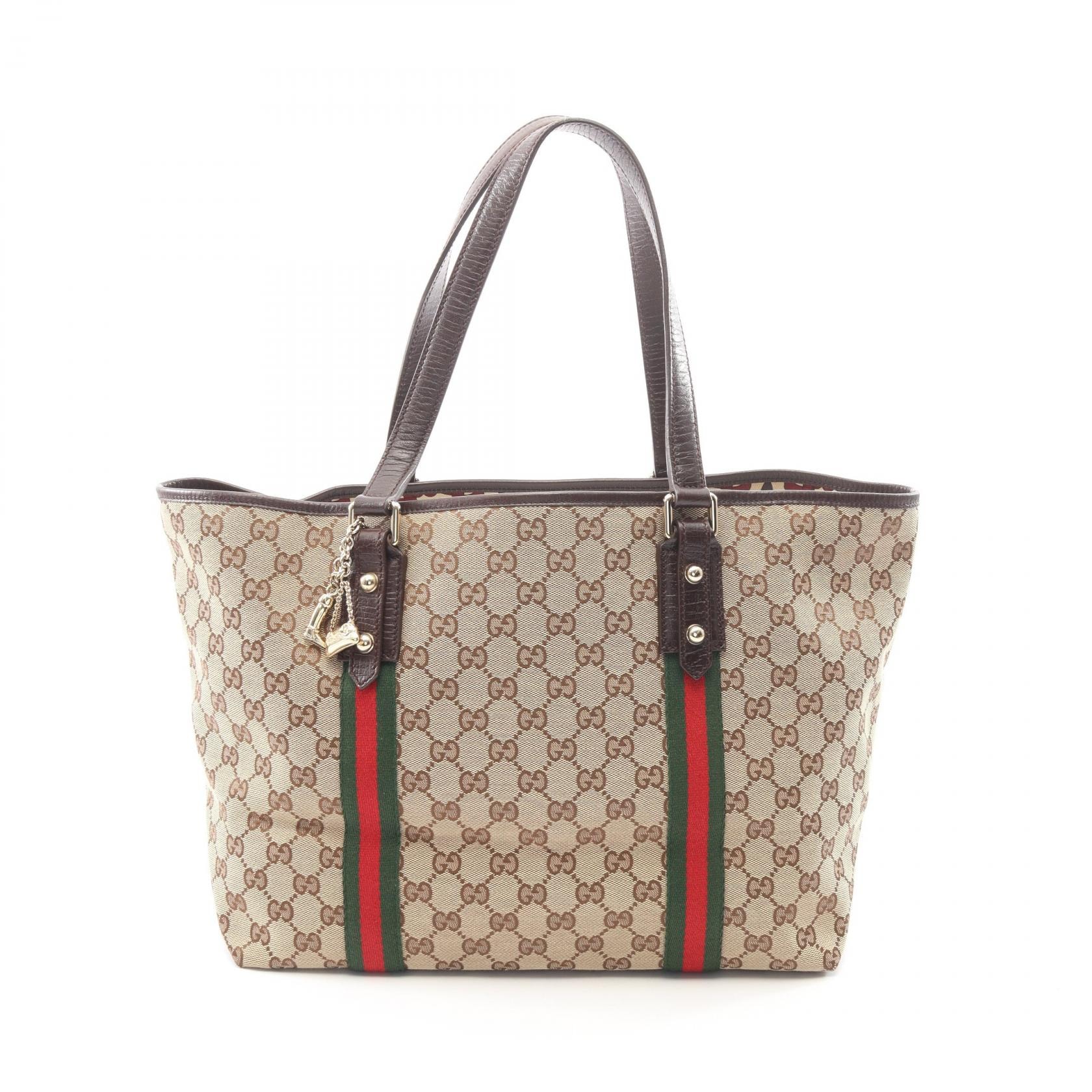 グッチ GUCCI GGキャンバス シェリーライン トートバッグ バッグ キャンバス レザー レディース ベージュ系 / ブラウン系 / マルチカラー 139260 【中古】