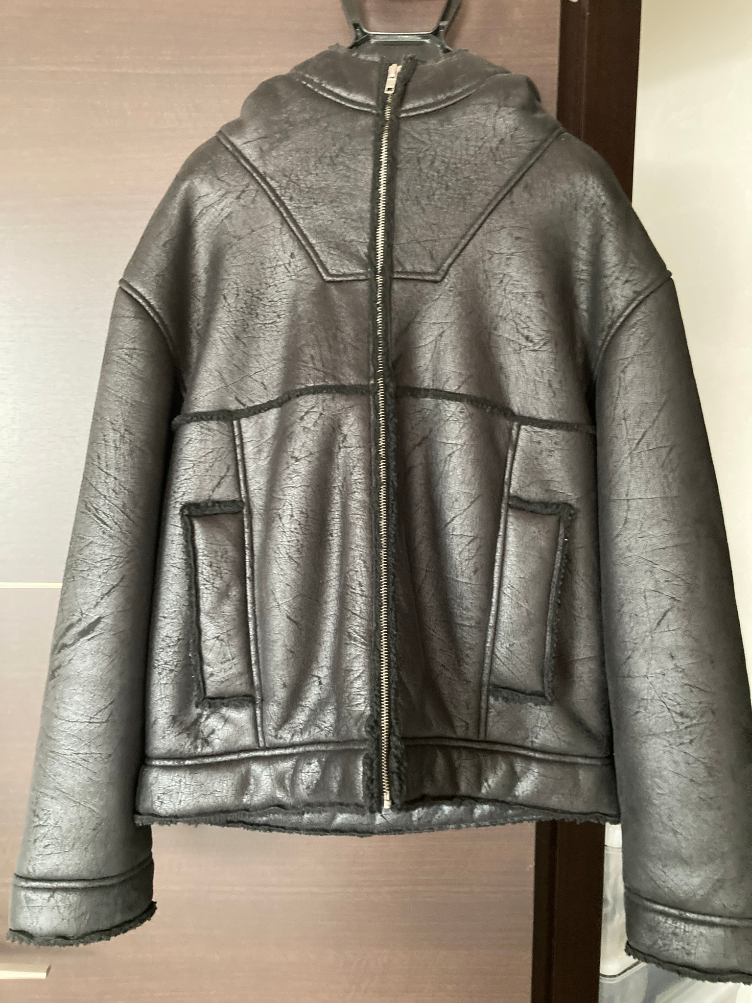 Supreme Faux Shearling Hooded Jacket "Black"
