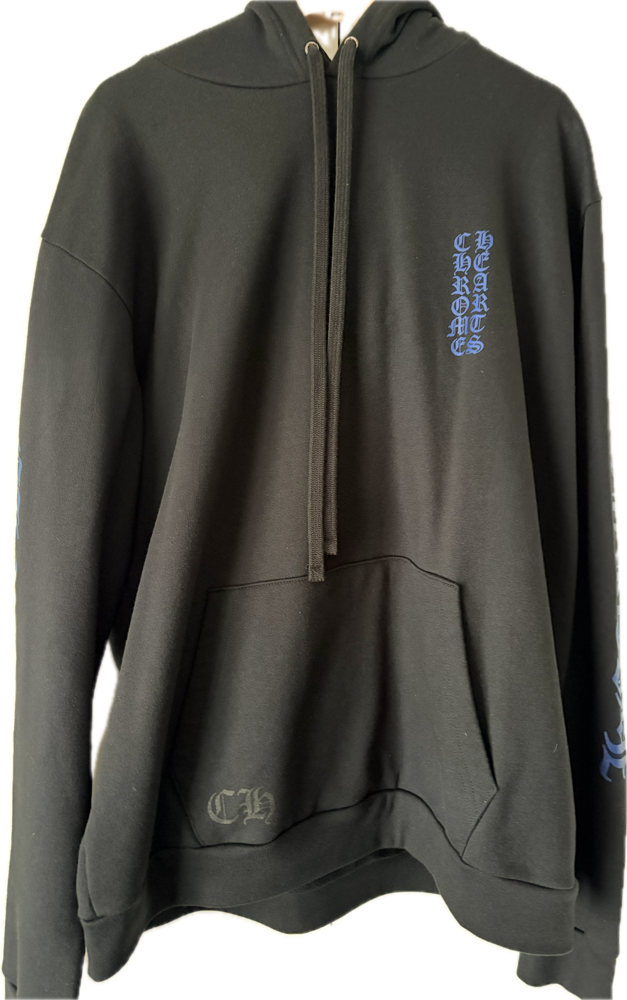 Chrome Hearts Vertical Logo Pullover Hoodie "Black/Blue"