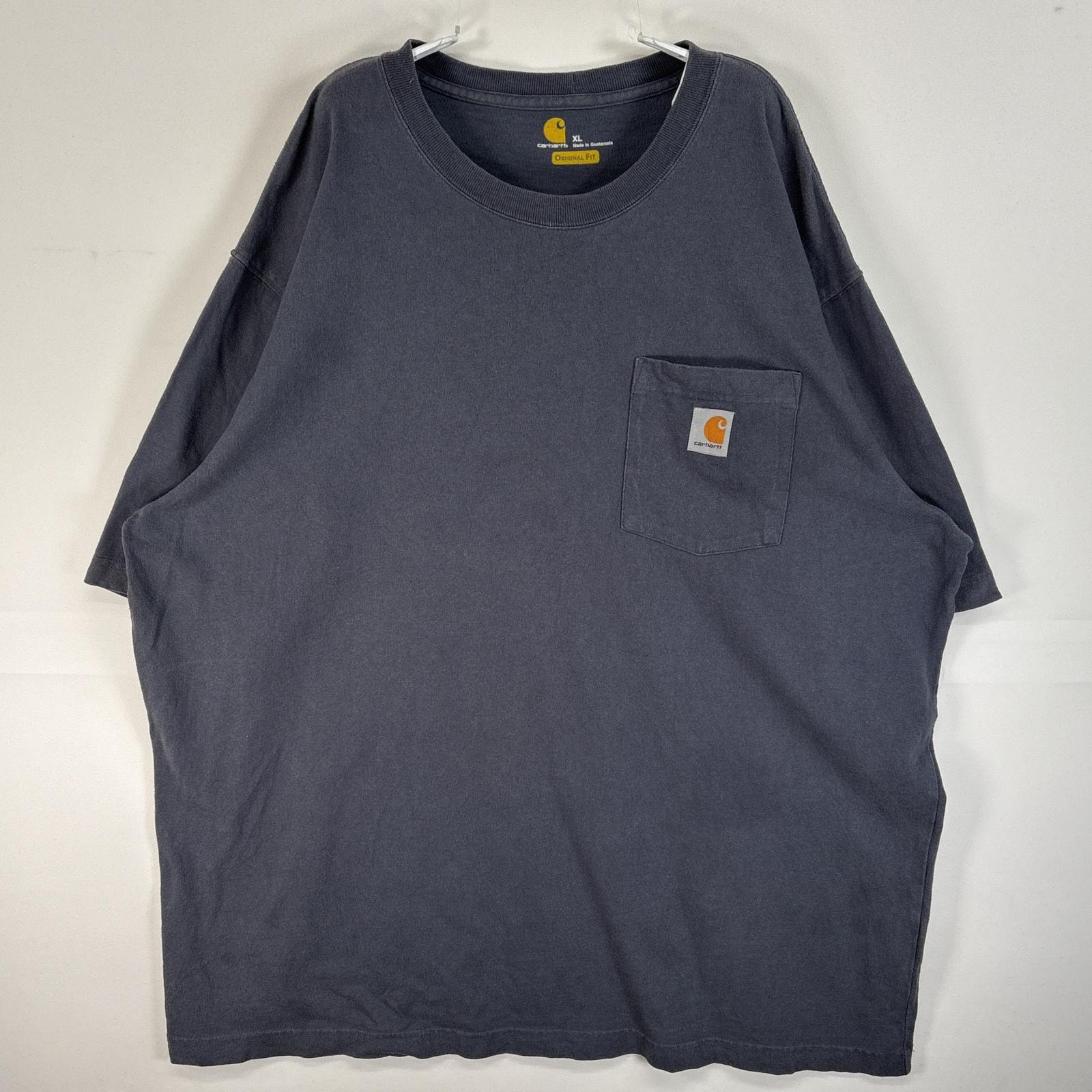 古着 カーハート Carhartt 半袖Tシャツ ワンポイント ロゴ 大きいサイズ 肉厚 クルーネック XL  グレー 無地 メンズ