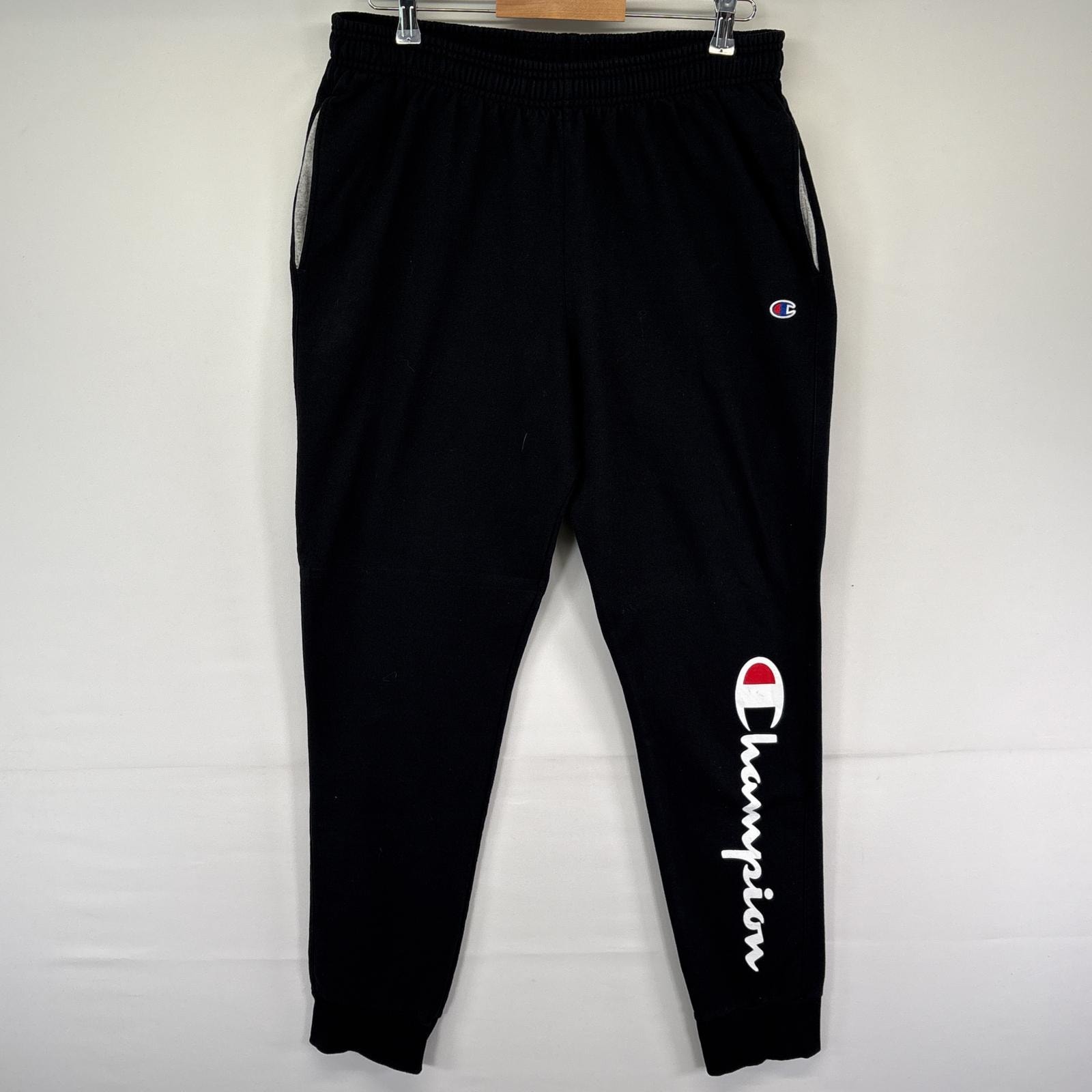 古着 チャンピオン Champion スウェットパンツ イージーパンツ ロゴプリント ワンポイントロゴ 長ズボン XL  ブラック メンズ