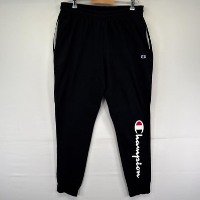 古着 チャンピオン Champion スウェットパンツ イージーパンツ ロゴプリント ワンポイントロゴ 長ズボン XL ブラック メンズ