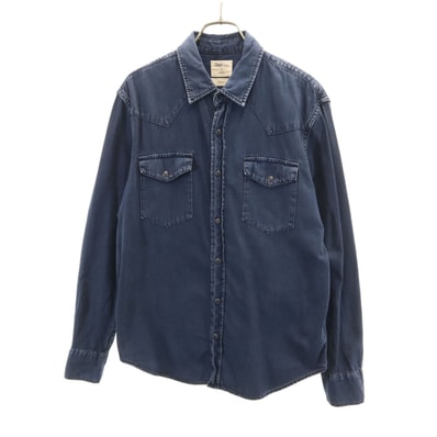 GAP ギャップ 長袖 シャンブレーデニム ウエスタンシャツ S インディゴ