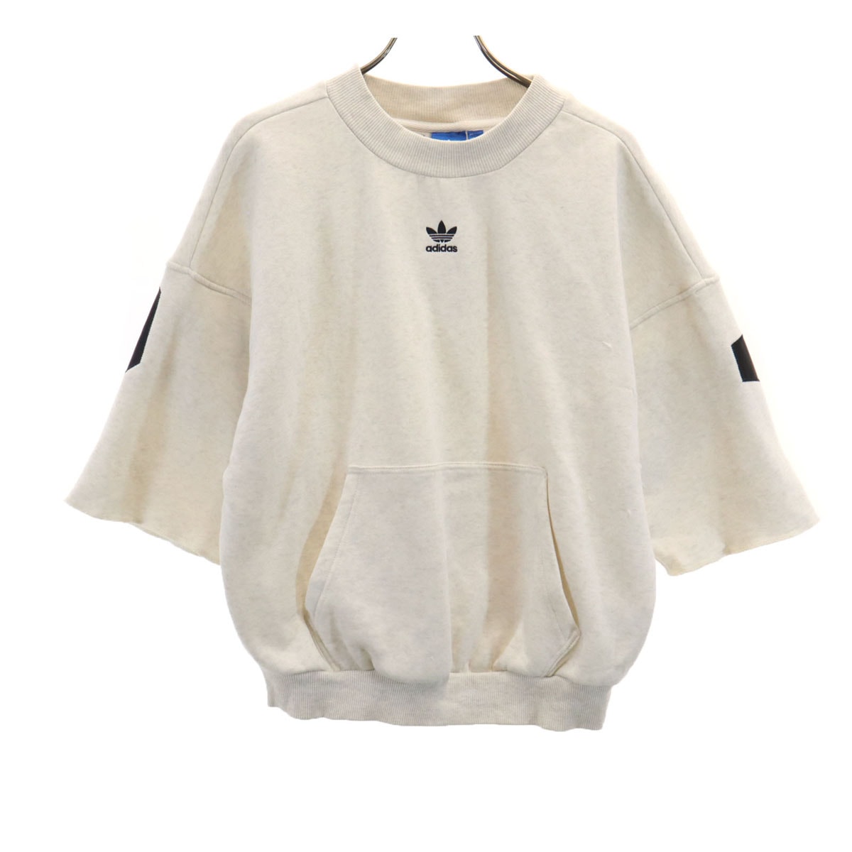 adidas アディダス 5分袖 スウェット M グレー系 トレーナー 裏起毛