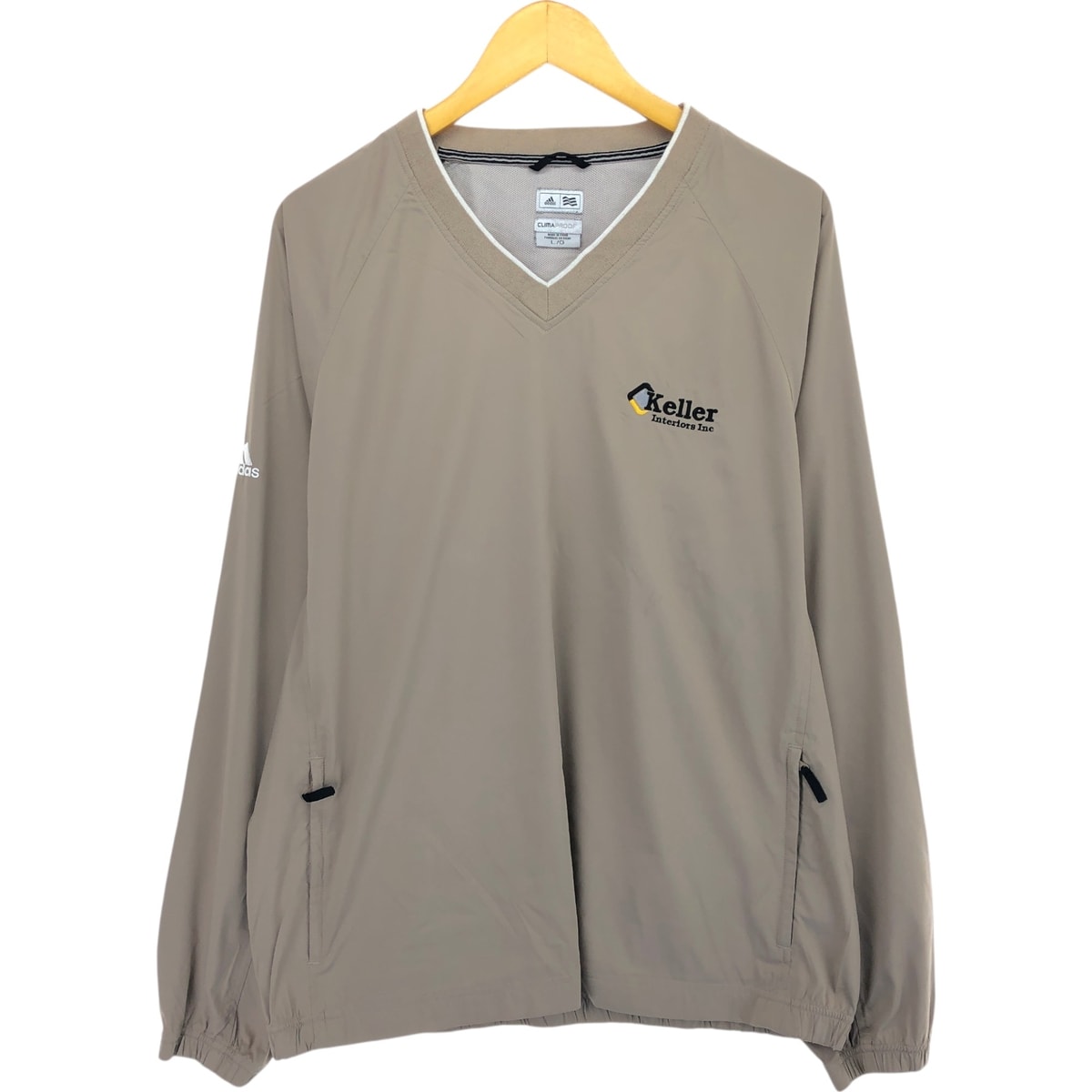 古着 アディダス adidas CLIMAPROOF Vネック ウォームアッププルオーバー メンズL相当/eaa504374