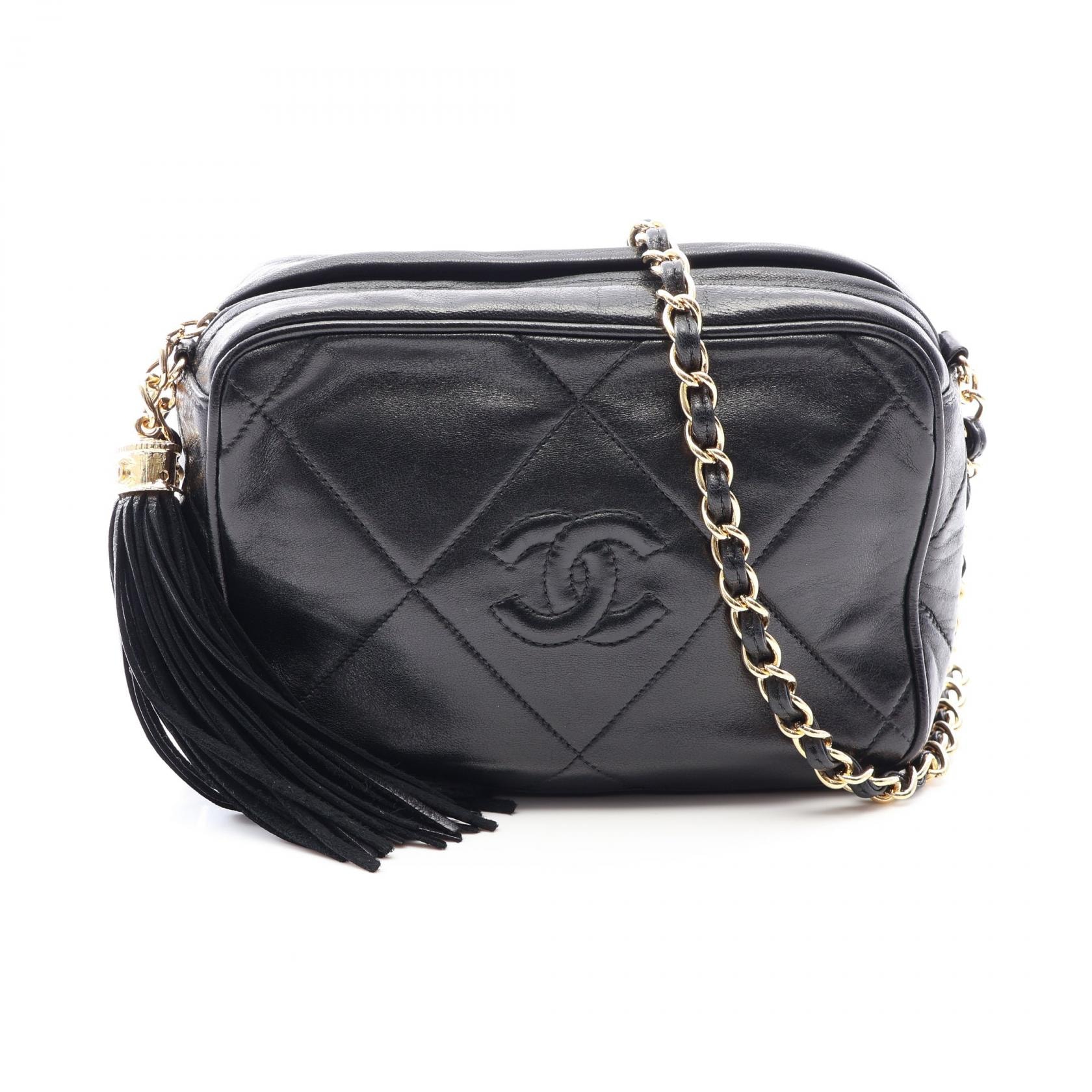 シャネル CHANEL マトラッセ タッセル ショルダーバッグ バッグ ラムスキン(羊革) レディース ブラック系 【中古】
