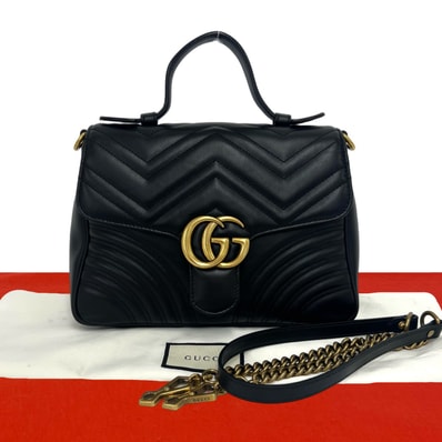 GUCCI グッチ GGマーモント レザー ショルダーバッグ ブラック
45333