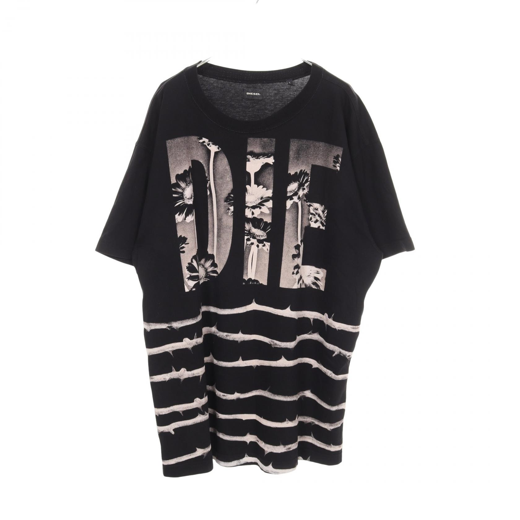 ディーゼル DIESEL グラフィックロゴ 半袖Tシャツ 衣料品 トップス コットン メンズ ブラック系 【中古】