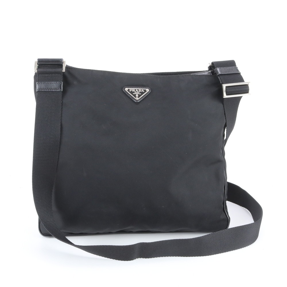 美品 PRADA プラダ V228 ショルダーバッグ ナイロン ブラック レディース テスート　トライアングルロゴふ【中古】【送料無料】 PRADA（プラダ） 美品 トライアングルロゴプレート ナイロン