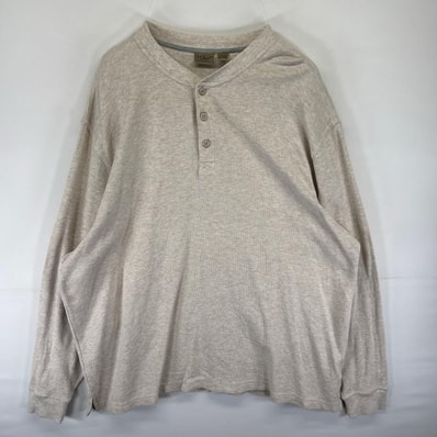 古着 エルエルビーン L.L.Bean 長袖Tシャツ サーマル ヘンリーネック 大きいサイズ アウトドア 2XL ベージュ系 メンズ