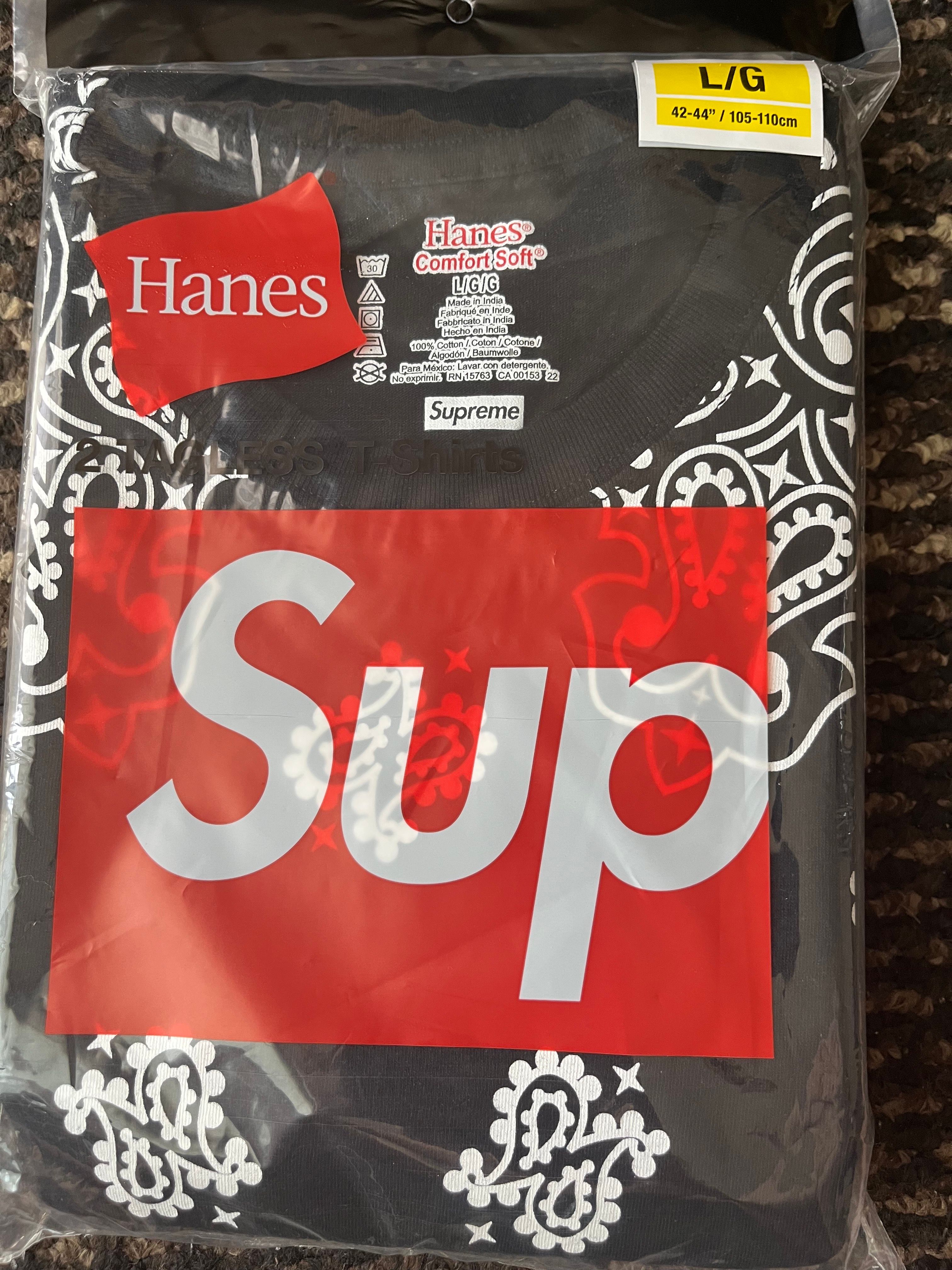 Supreme x Hanes Bandana Tagless Tees (2 Pack) "Black"