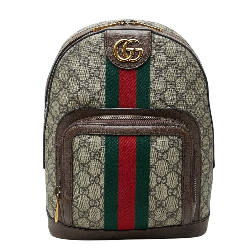 グッチ オフィディア GGスプリーム リュック バックパック 547965 ベージュ ブラウン PVC レザー レディース GUCCI 【中古】