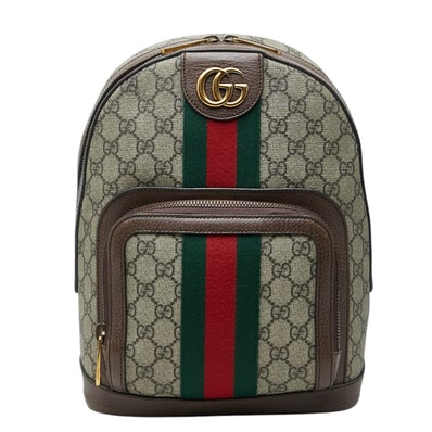 グッチ オフィディア GGスプリーム リュック バックパック 547965 ベージュ ブラウン PVC レザー レディース GUCCI 【中古】