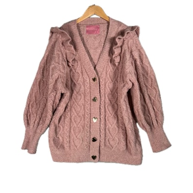 美品 gelato pique ジェラートピケ フリル 秋冬 AW カーディガン ポリエステル ピンク レディース F【古着】【中古】