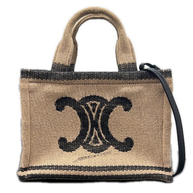 CELINE 極美品 セリーヌ スモール カバ タイス 2way トートバッグ ショルダーバッグ 199162 キャンバス テキスタイル ベージュ クロスボディ Aランク 鑑定済 中古 セリーヌバッグ