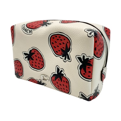 ☆☆COACH コーチ コスメポーチ 苺 Strawberry CT893 アイボリー レザー レディース