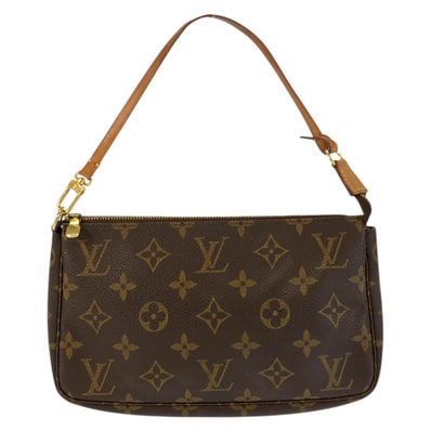 LOUIS VUITTON ルイヴィトン モノグラム ポシェット アクセソワール ブラウン ゴールド金具 PVC レザー/ ハンドバッグ アクセサリーポーチ 601023 【中古】