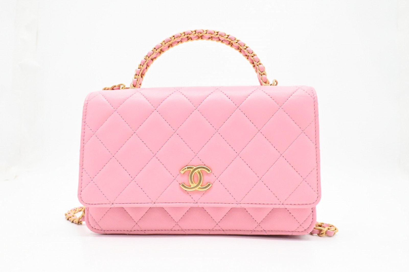 シャネル マトラッセ トップハンドル チェーンウォレット ピンク AP3009