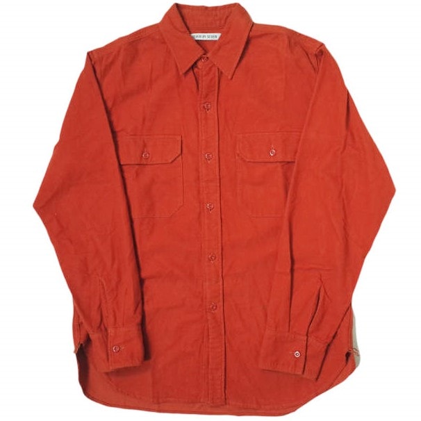 7x7 seven by seven セブンバイセブン 日本製 OVERDYED BOX SHIRTS コットンモールスキン ワークシャツ 823014 M オレンジ 長袖 トップス g11516