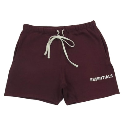 FEAR OF GOD フィアオブゴッド ショートパンツ FOG ESSENTIALS エッセンシャルズ ロゴプリント スウェット ショーツ ハーフ パンツ エンジ系 S【中古】