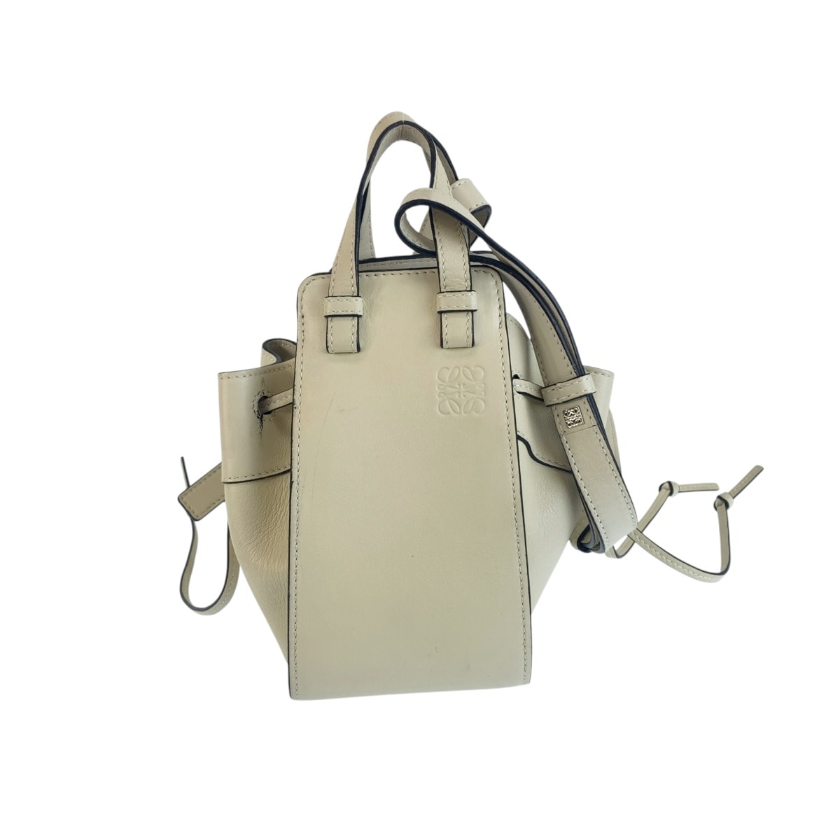 LOEWE ロエベ アナグラム ハンモック ドローストリング ミニ ホワイト クリーム 2WAY ショルダーバッグ ハンドバッグ 1-0295773 【中古】