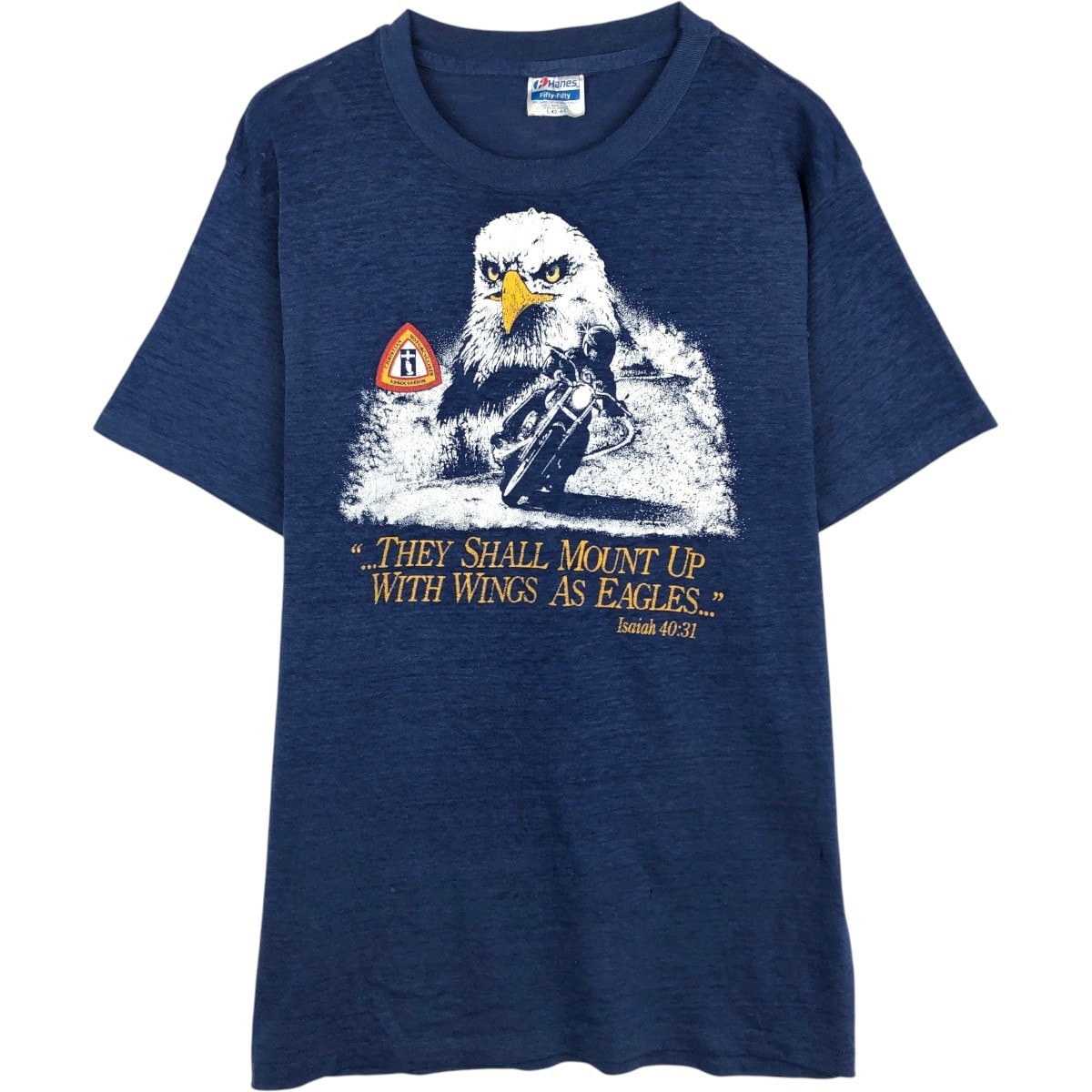古着 80年代 ヘインズ Hanes Fifty-Fifty 青タグ 鷲柄 イーグル柄 モーターサイクル バイクTシャツ メンズL相当 ヴィンテージ/eaa657272