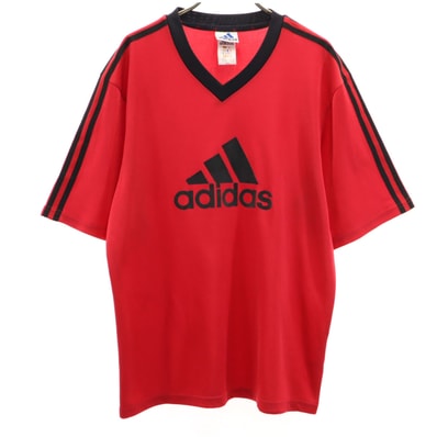adidas アディダス 半袖 Vネック ウェア L レッド