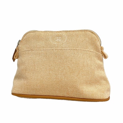 【6ge5850】エルメス ポーチ ボリードポーチ キャンバス オレンジ シルバー金具【中古】レディース