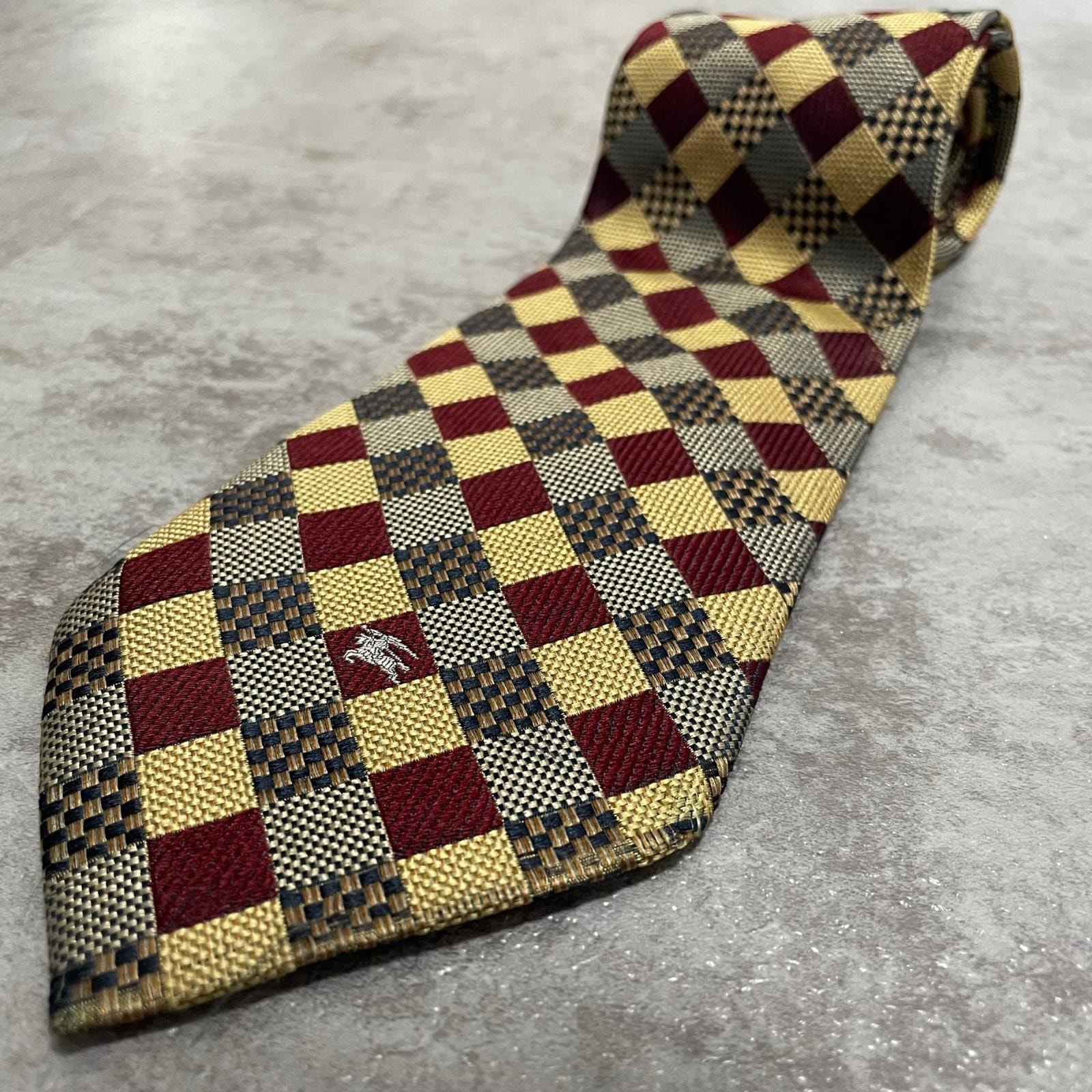 【BURBERRY】バーバリー 騎士ロゴ ホースロゴ チェック柄 格子柄 ネクタイ ボルドー ベージュ ネイビー シルク100% 日本製 メンズ ビジネス