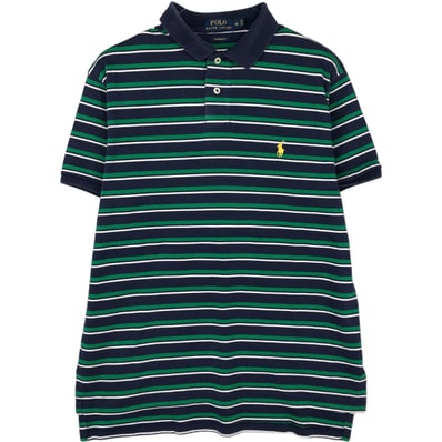 古着 ラルフローレン Ralph Lauren POLO RALPH LAUREN CUSTOM FIT マルチボーダー 半袖 ボーダー ポロシャツ メンズM相当/eaa623788