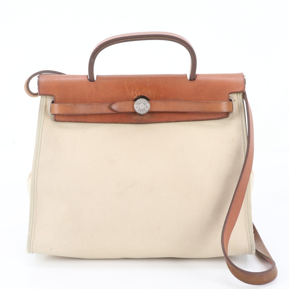 ■美品 エルメスエールバッグ □O 刻印 ジップ PM トワルアッシュ