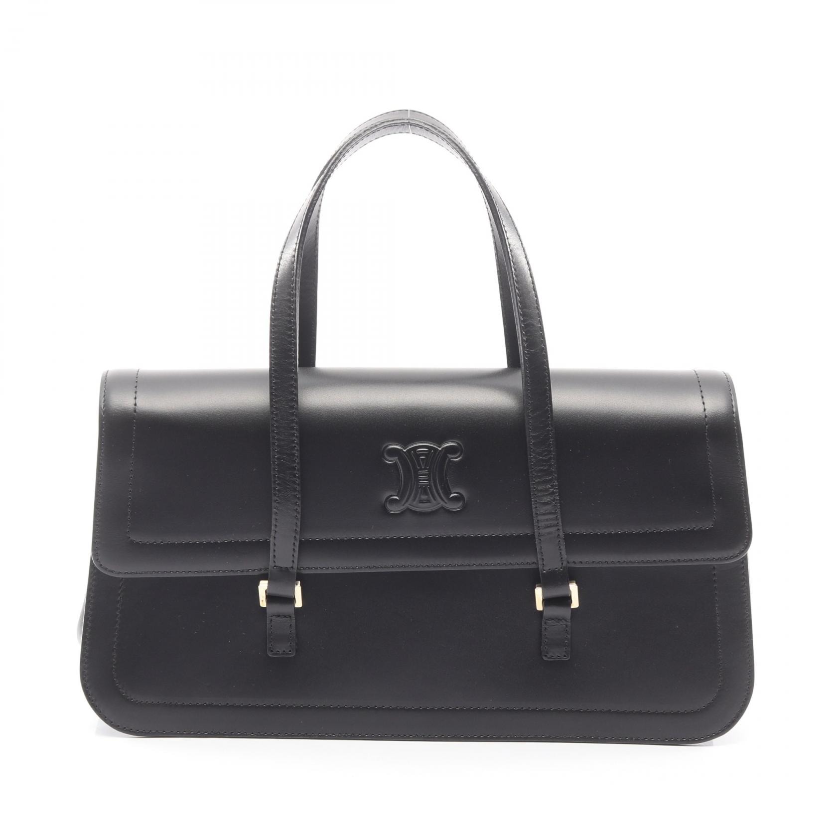 セリーヌ CELINE トリオンフ ハンドバッグ バッグ レザー レディース ブラック系 【中古】