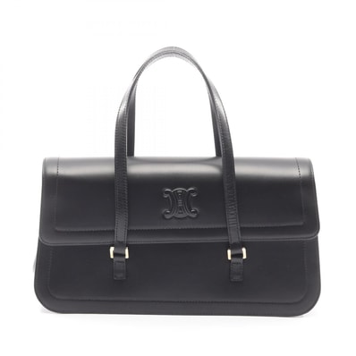 セリーヌ CELINE トリオンフ ハンドバッグ バッグ レザー レディース ブラック系 【中古】